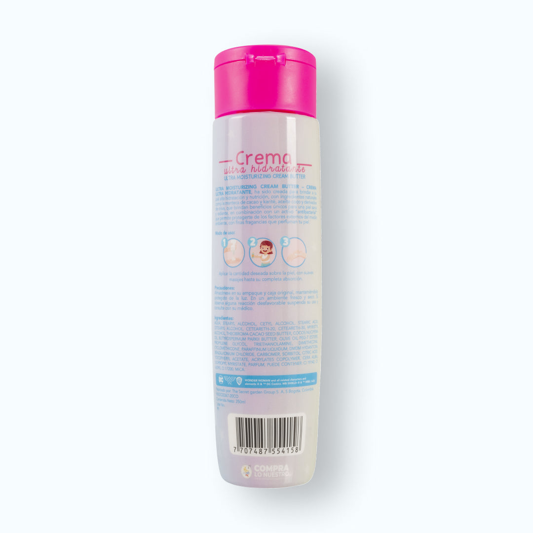 Crema Ultra Hidratante Antibacterial para Niñas Wonder Woman